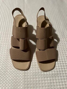 Diffusion Nude Taupe Elastic Multi Strap Block Heel Sandals Size 7.5